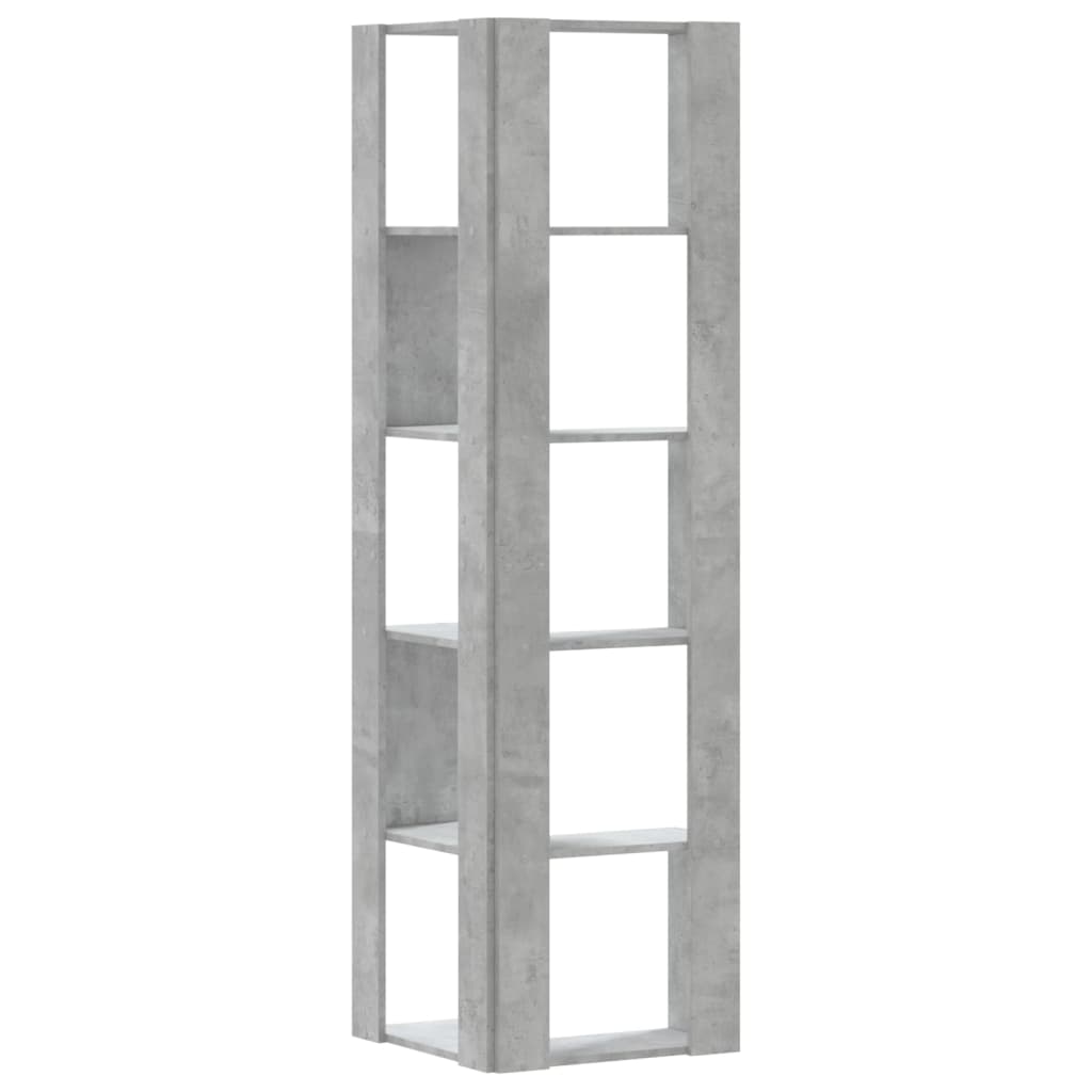 Libreria Angolare 5Ripiani Grigio Cemento 50x50x179 cm Legno 852585