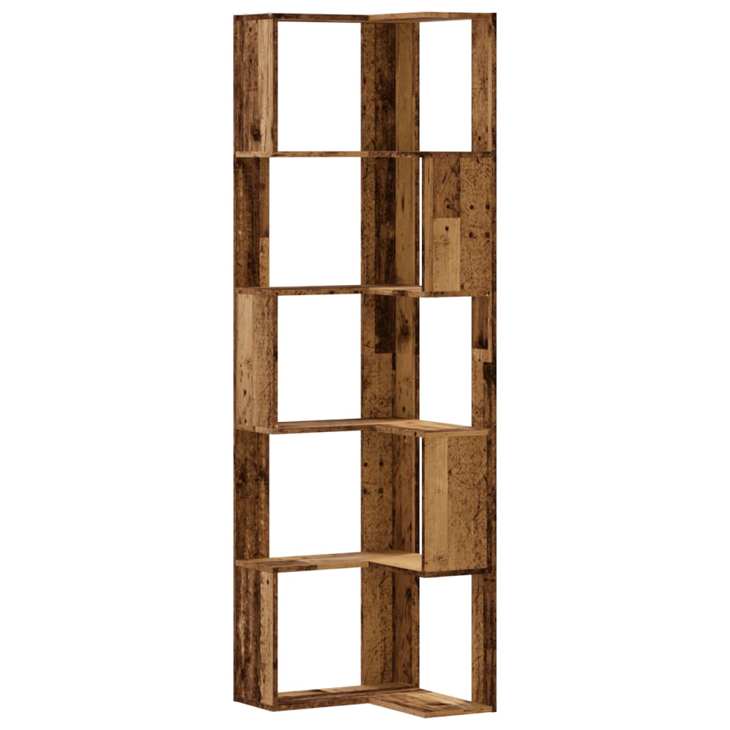 vidaXL Libreria Angolare 5Ripiani Legno Vecchio 50x50x179 cm Legno