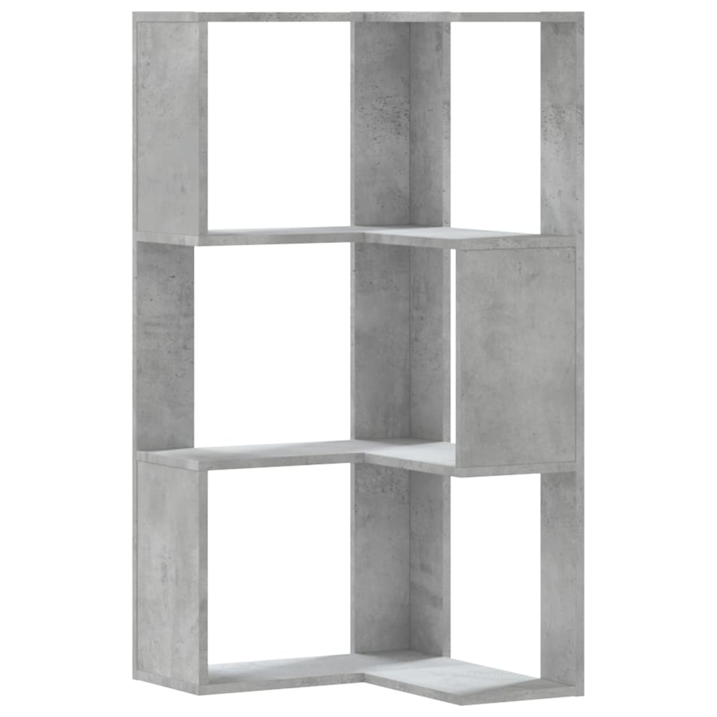 vidaXL Libreria Angolare 3 Ripiani Grigio Cemento 50x50x102 cm Legno