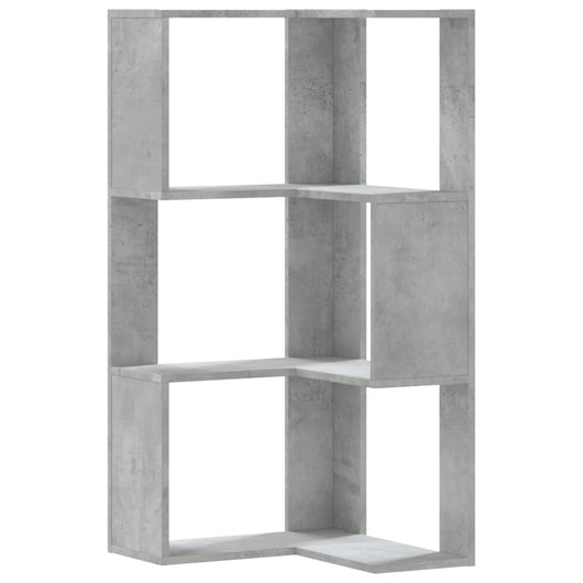 vidaXL Libreria Angolare 3 Ripiani Grigio Cemento 50x50x102 cm Legno