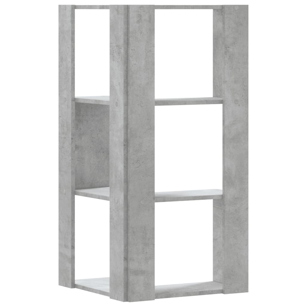 vidaXL Libreria Angolare 3 Ripiani Grigio Cemento 50x50x102 cm Legno