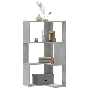 vidaXL Libreria Angolare 3 Ripiani Grigio Cemento 50x50x102 cm Legno