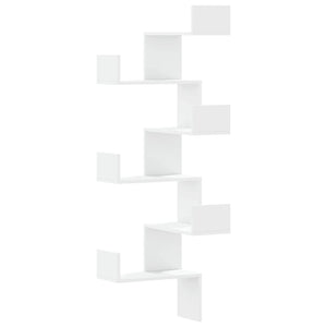 Scaffale Angolare Muro Bianco 45x45x147 cm Legno Multistrato
