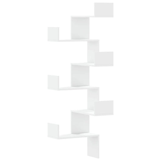 Scaffale Angolare Muro Bianco 45x45x147 cm Legno Multistrato