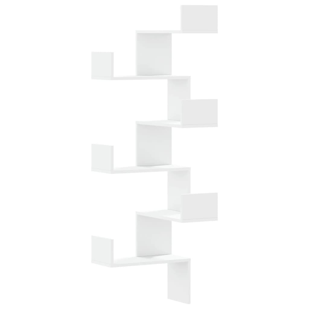 Scaffale Angolare Muro Bianco 45x45x147 cm Legno Multistrato 852636