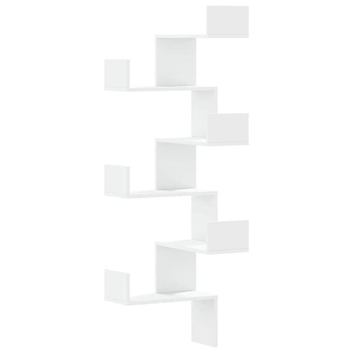 Scaffale Angolare Muro Bianco 45x45x147 cm Legno Multistrato 852636