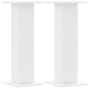Supporti Altoparlanti 2 pz Bianchi 30x30x80cm Legno Multistrato
