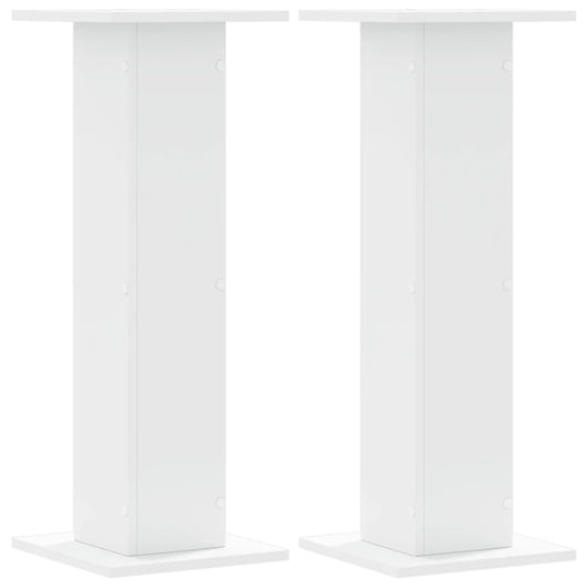 Supporti Altoparlanti 2 pz Bianchi 30x30x80cm Legno Multistrato