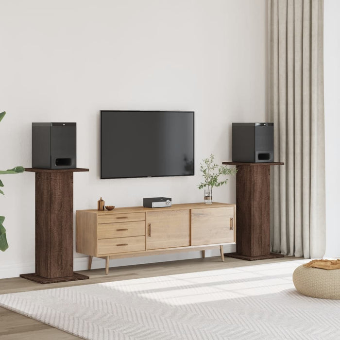 vidaXL Supporti Altoparlanti 2 pz Marrone 30x30x95cm Legno Multistrato