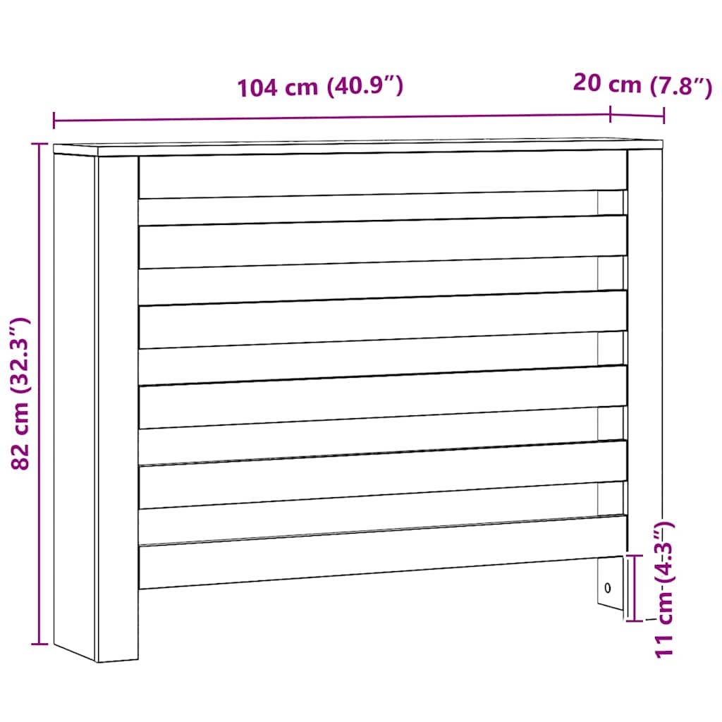 vidaXL Copertura Termosifone Rovere 104x20x82 cm in Legno Multistrato