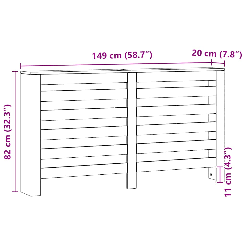 Copertura Termosifone Rovere Artigianale 149x20x82cm in Legno 852707