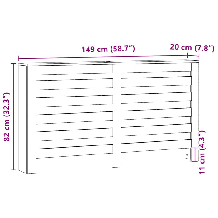 Copertura Termosifone Rovere Artigianale 149x20x82cm in Legno 852707