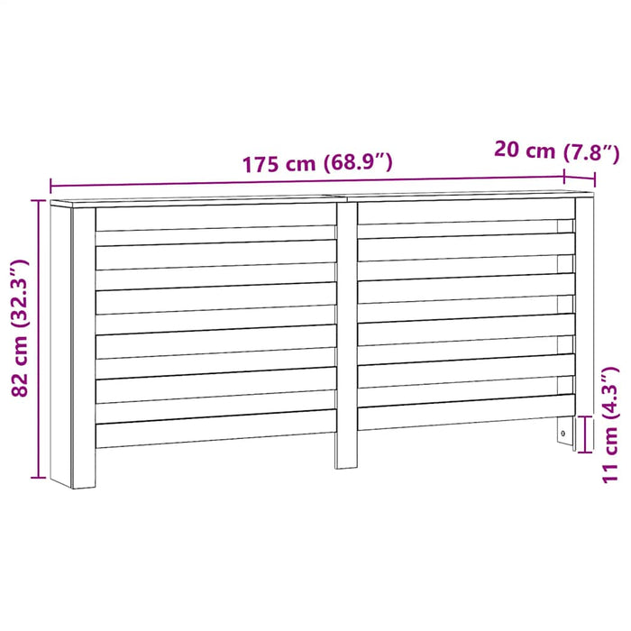 vidaXL Copertura Termosifone Rovere 175x20x82 cm in Legno Multistrato