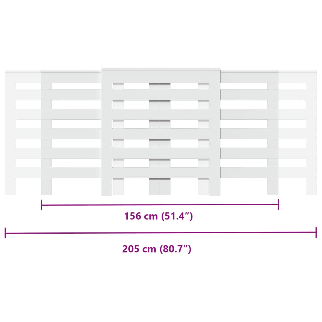 Copertura Termosifone Bianca 205x21,5x83,5 cm Legno Multistrato 852717