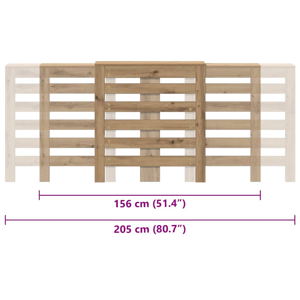 Copertura Termosifone Rovere Artigianale 205x21,5x83,5 cm Legno 852725