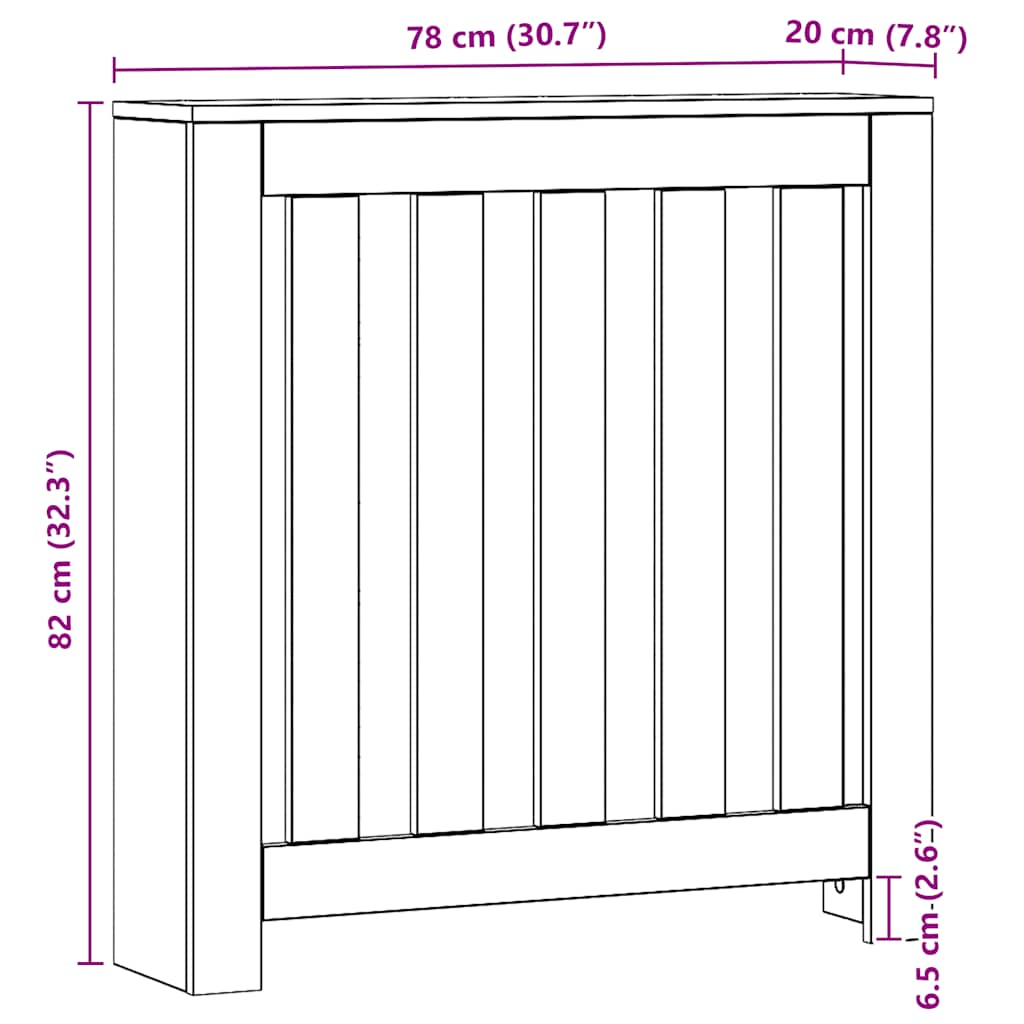 Copertura Termosifone Rovere Artigianale 78x20x82cm in Legno 852734