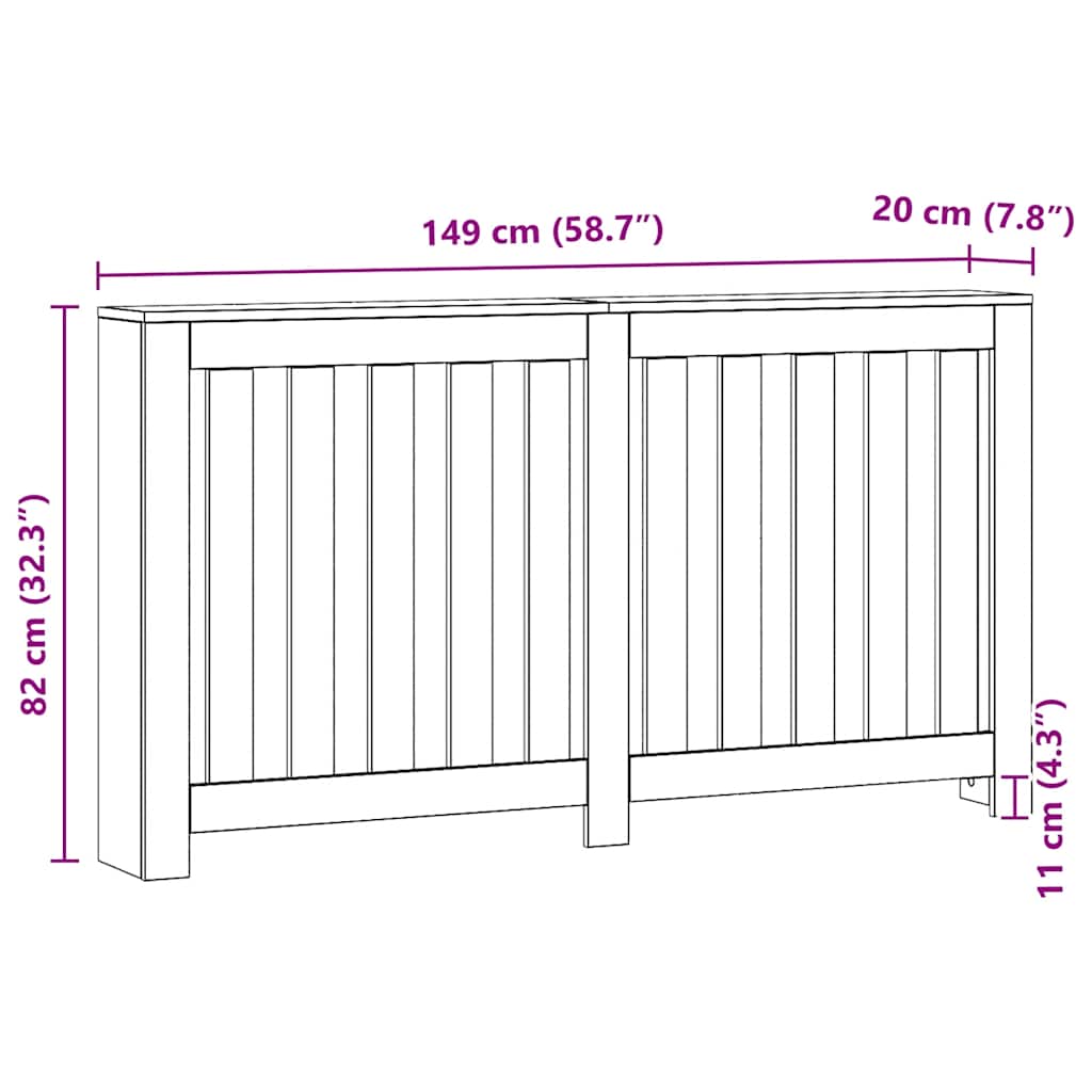 Copertura Termosifone Rovere Artigianale 149x20x82cm in Legno 852752
