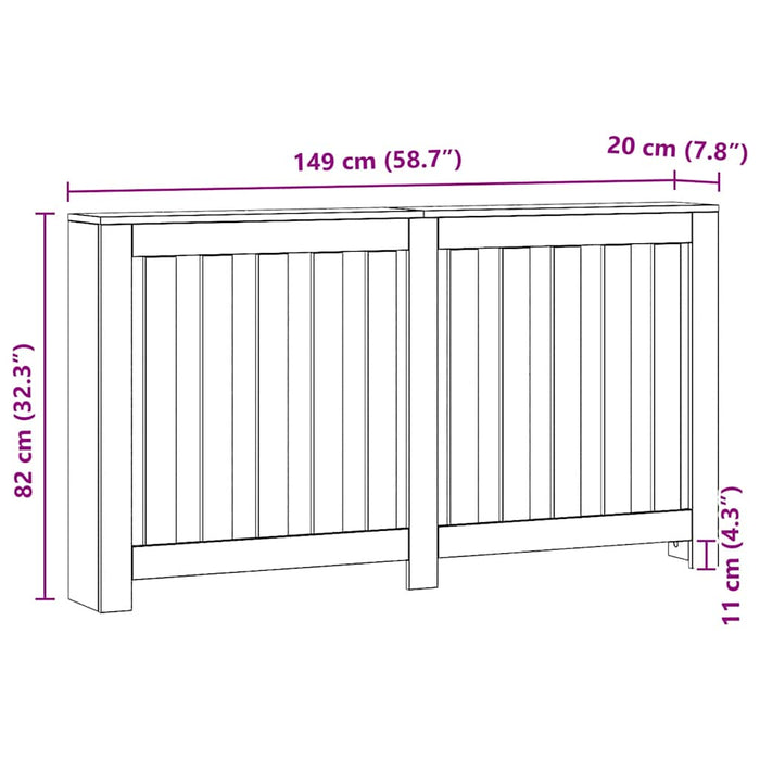 Copertura Termosifone Rovere Artigianale 149x20x82cm in Legno 852752