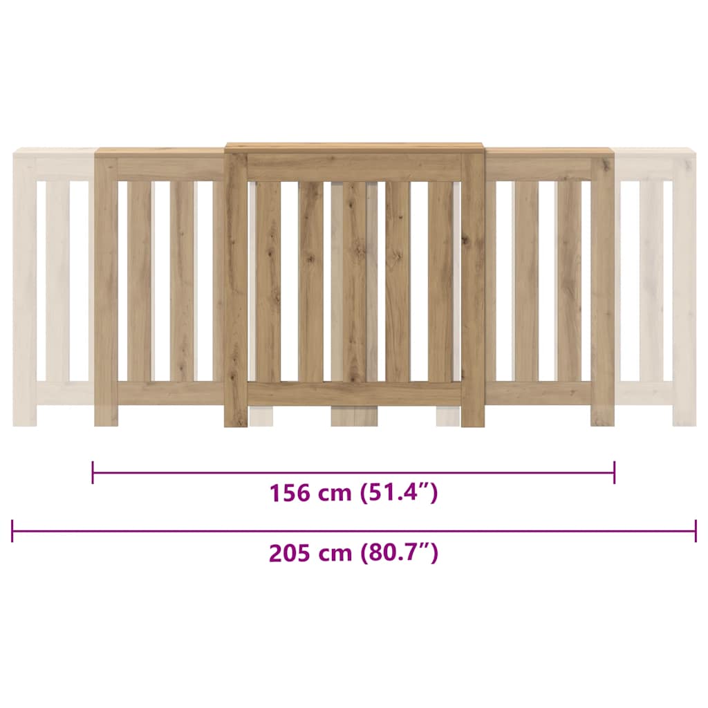 Copertura Termosifone Rovere Artigianale 205x21,5x83,5 cm Legno 852770