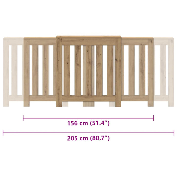 Copertura Termosifone Rovere Artigianale 205x21,5x83,5 cm Legno 852770