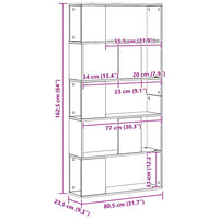 Libreria 5 Piani Rovere Artigianale 80,5x23,5x162,5 Multistrato 852779