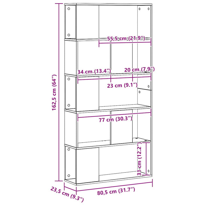 Libreria 5 Piani Rovere Artigianale 80,5x23,5x162,5 Multistrato 852779