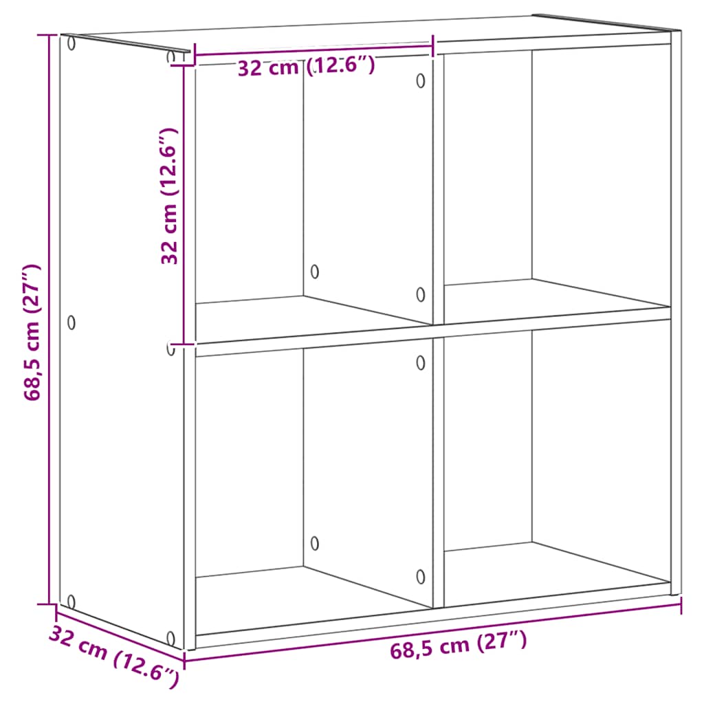 Libreria Legno Artigianale 68,5x32x68,5 cm in Legno Multistrato 852833