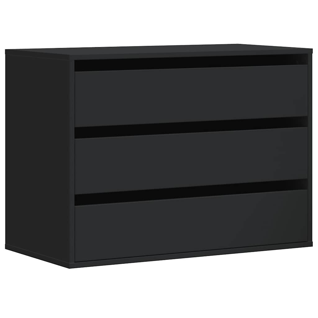 Cassettiera Angolare Nera 80x41x58 cm in Legno Multistrato 852853