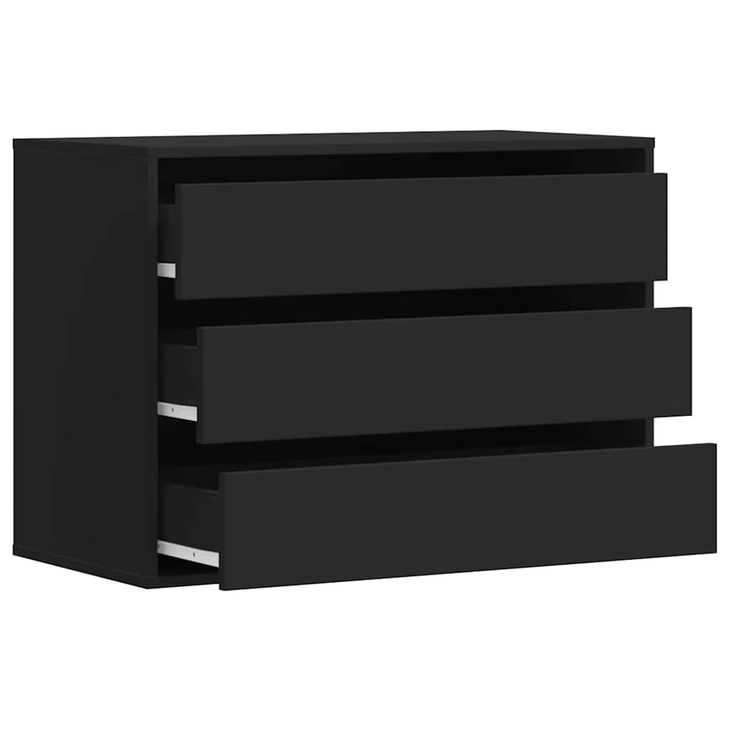 Cassettiera Angolare Nera 80x41x58 cm in Legno Multistrato 852853