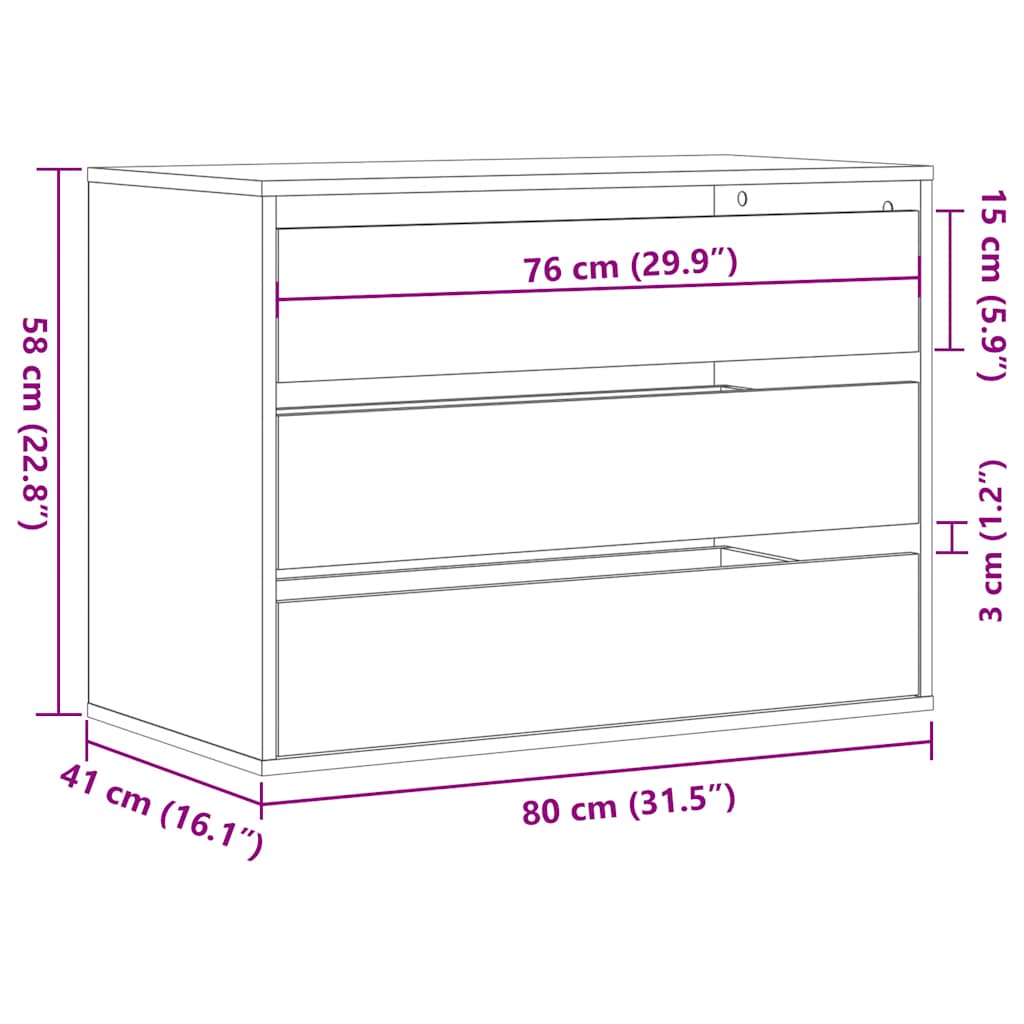 vidaXL Cassettiera Angolare Nera 80x41x58 cm in Legno Multistrato