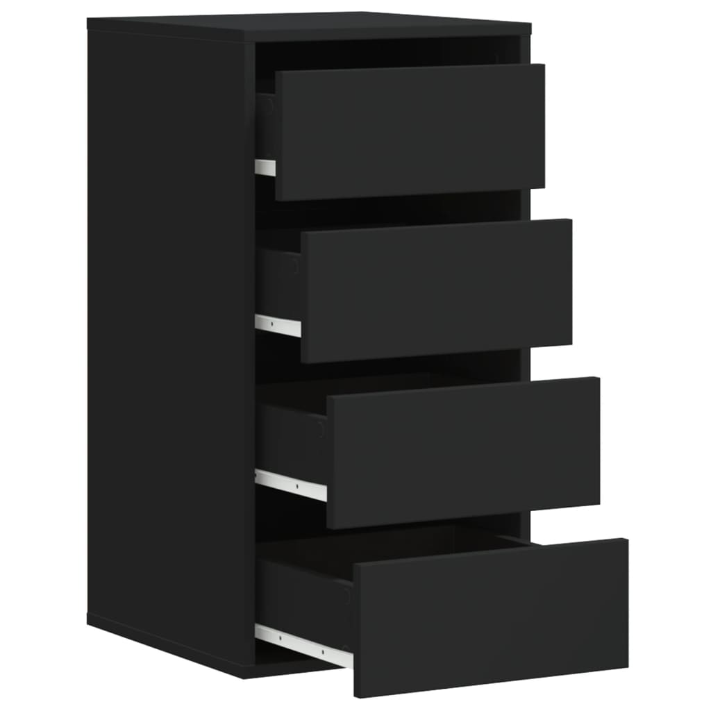 Cassettiera Angolare Nera 40x41x76 cm in Legno Multistrato 852862
