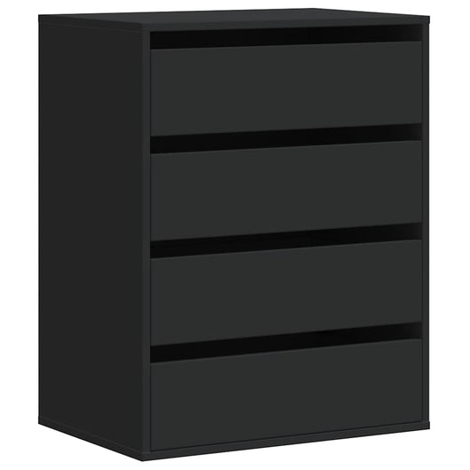 Cassettiera Angolare Nera 60x41x76 cm in Legno Multistrato 852871