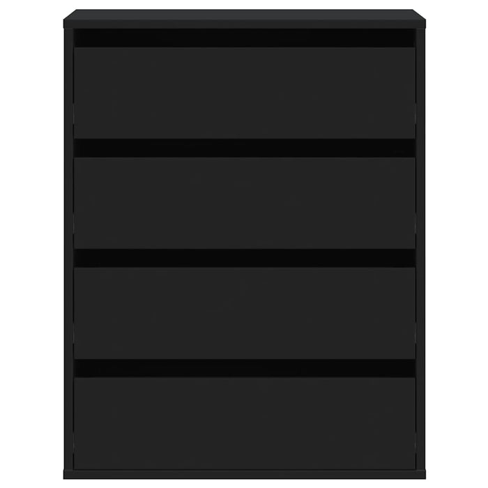 Cassettiera Angolare Nera 60x41x76 cm in Legno Multistrato 852871