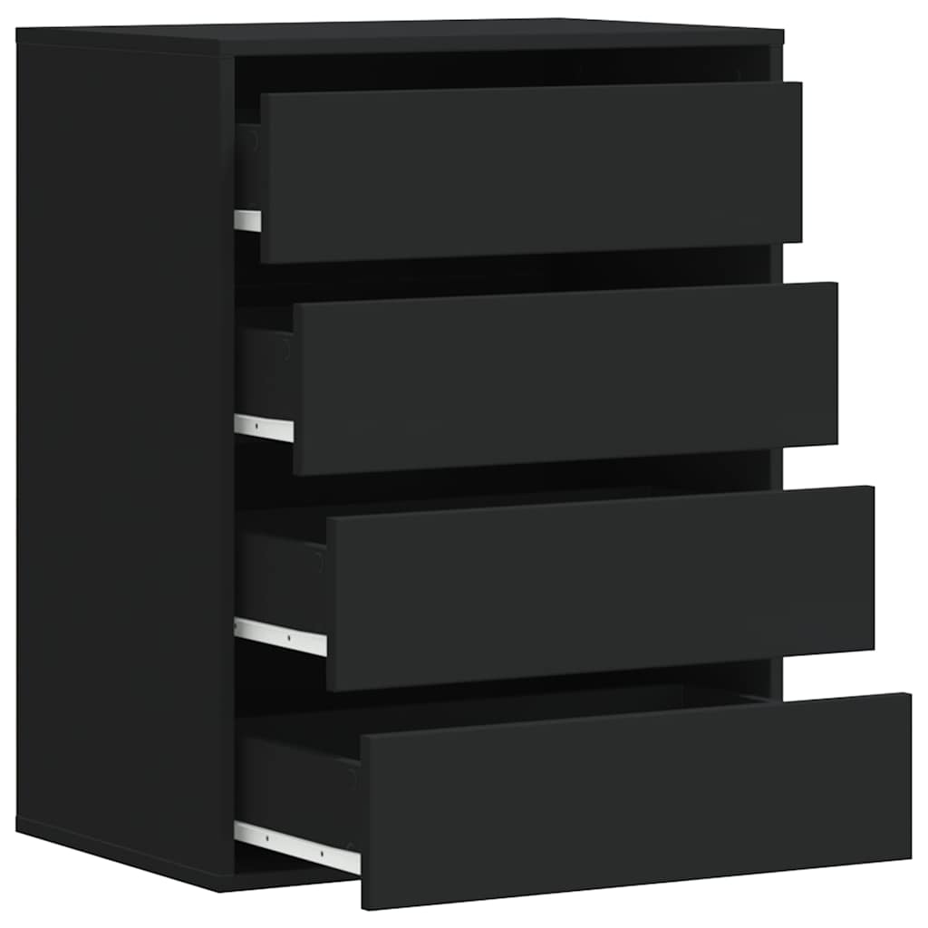 Cassettiera Angolare Nera 60x41x76 cm in Legno Multistrato 852871