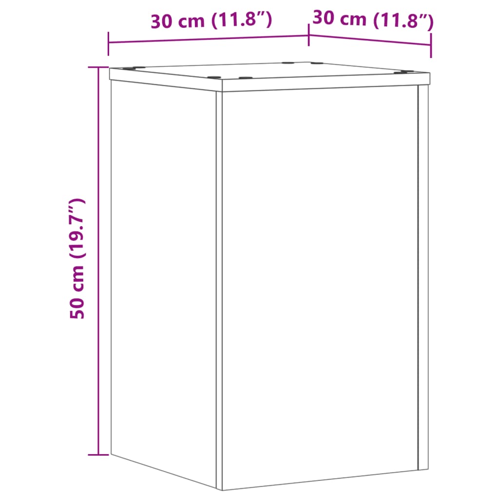 Supporti per Piante 2 pz Rovere 30x30x50 cm in Multistrato 852917