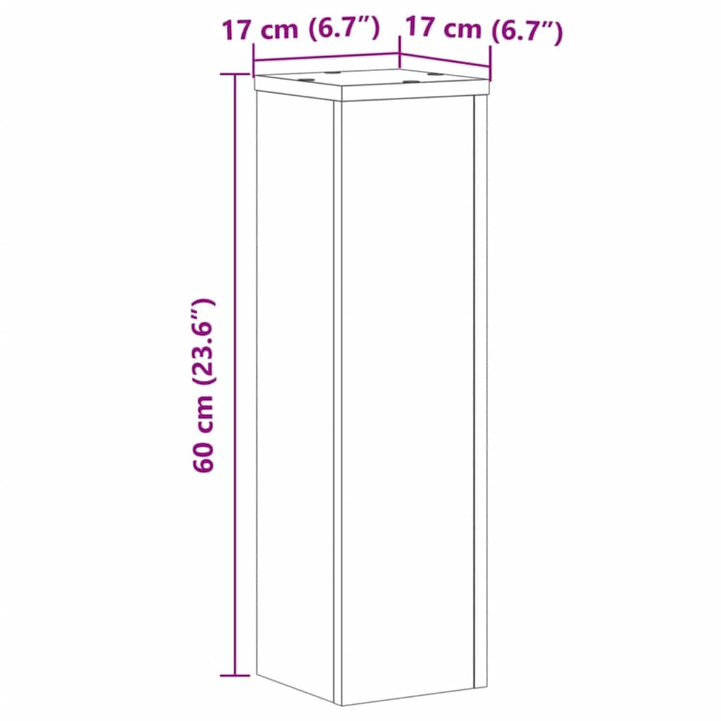 Supporti per Piante 2 pz Rovere 17x17x60 cm in Multistrato 852941