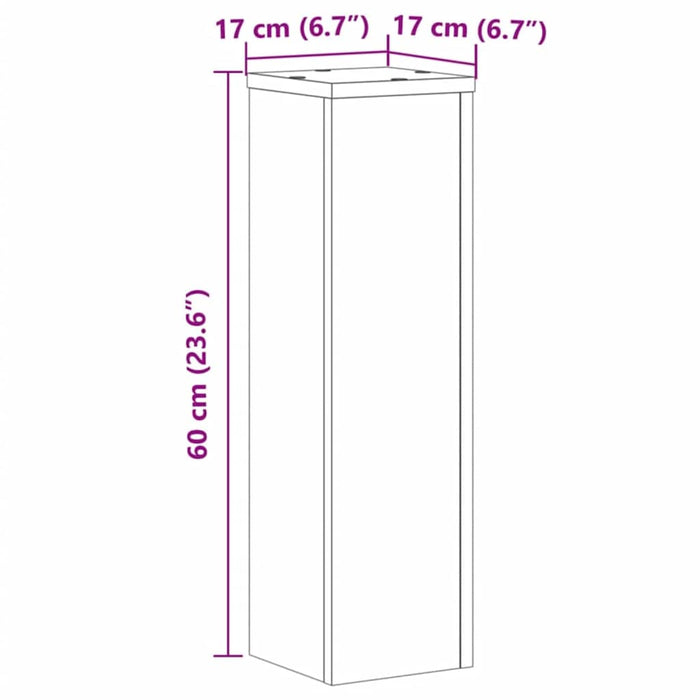 Supporti per Piante 2 pz Rovere 17x17x60 cm in Multistrato 852941