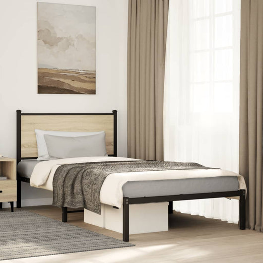Giroletto senza Materasso in Metallo-Struttura Letto Rovere Sonoma 107x203 cm 157781