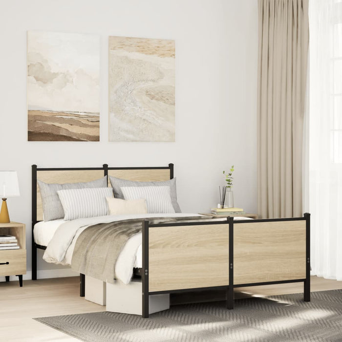 vidaXL Giroletto senza Materaso in Metallo Rovere Sonoma 120x190 cm