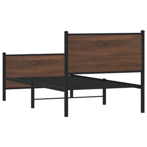 Giroletto senza Materasso-Struttura Letto in Metallo Rovere Marrone 75x190 cm 285386