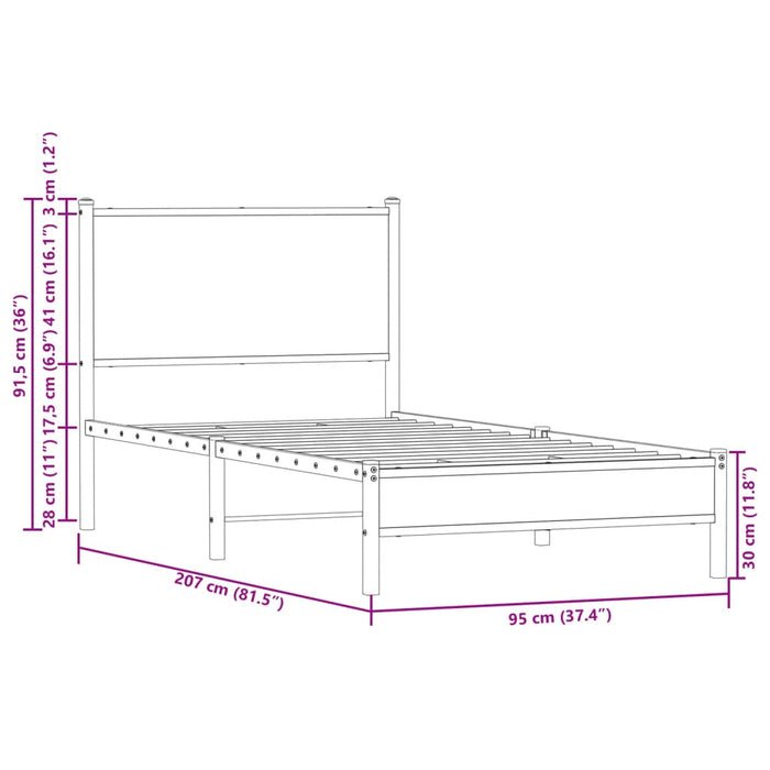 Giroletto senza Materaso in Metallo Rovere Fumo 90x200 cm 4007807