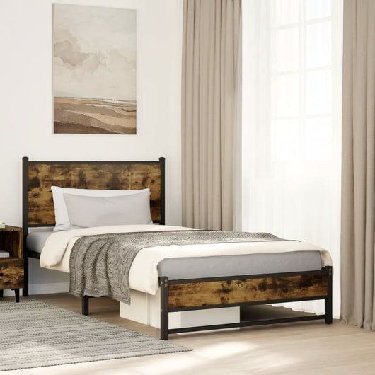 Giroletto senza Materasso in Metallo-Struttura Letto Rovere Fumo 107x203 cm 946763
