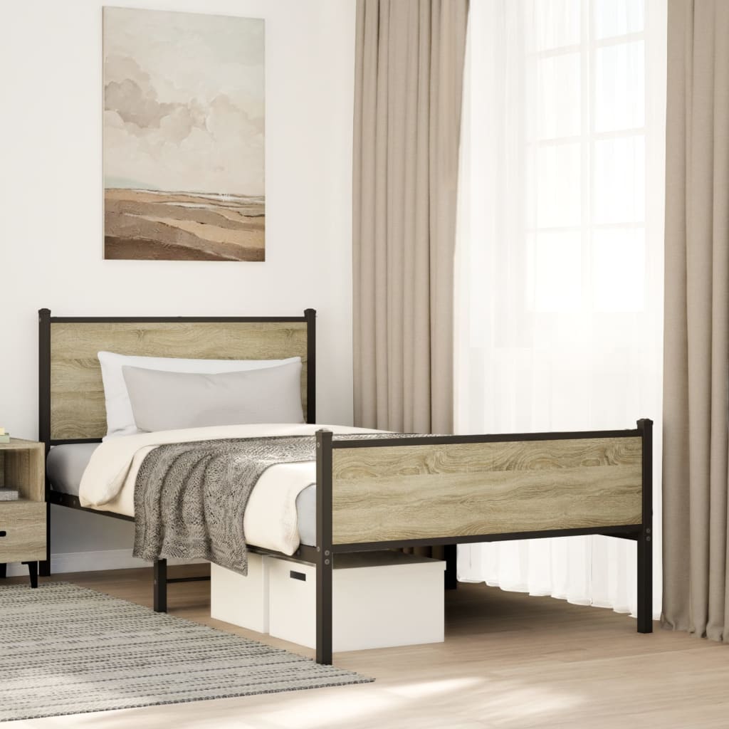 Giroletto senza Materasso in Metallo-Struttura Letto Rovere Sonoma 107x203 cm 360740