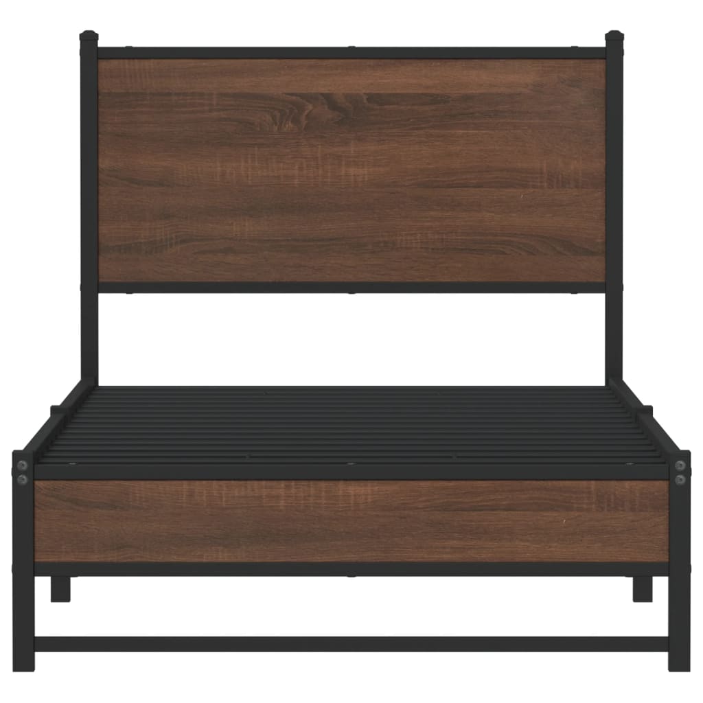 vidaXL Giroletto senza Materasso in Metallo Rovere Marrone 90x200 cm