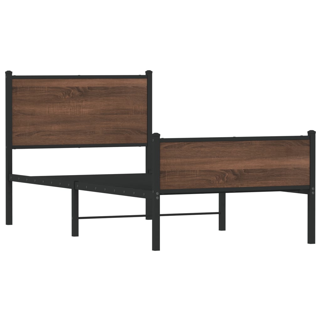 Giroletto senza Materasso-Struttura Letto in Metallo Rovere Marrone 90x200 cm 599903