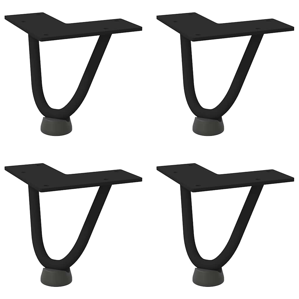 Gambe a forcina per tavolino da caffè 4 pz nere 10 cm in acciaio massiccio 4012408