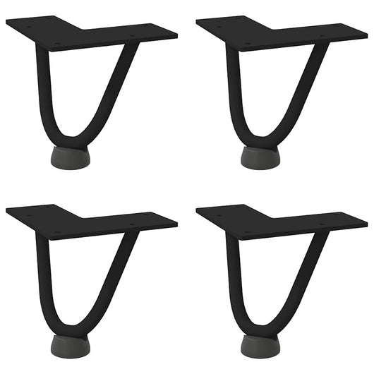 Gambe a forcina per tavolino da caffè 4 pz nere 10 cm in acciaio massiccio 4012408