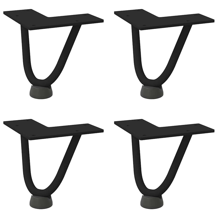 Gambe a forcina per tavolino da caffè 4 pz nere 10 cm in acciaio massiccio 4012408