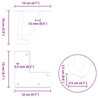 Gambe a forcina per tavolino da caffè 4 pz nere 10 cm in acciaio massiccio 4012408