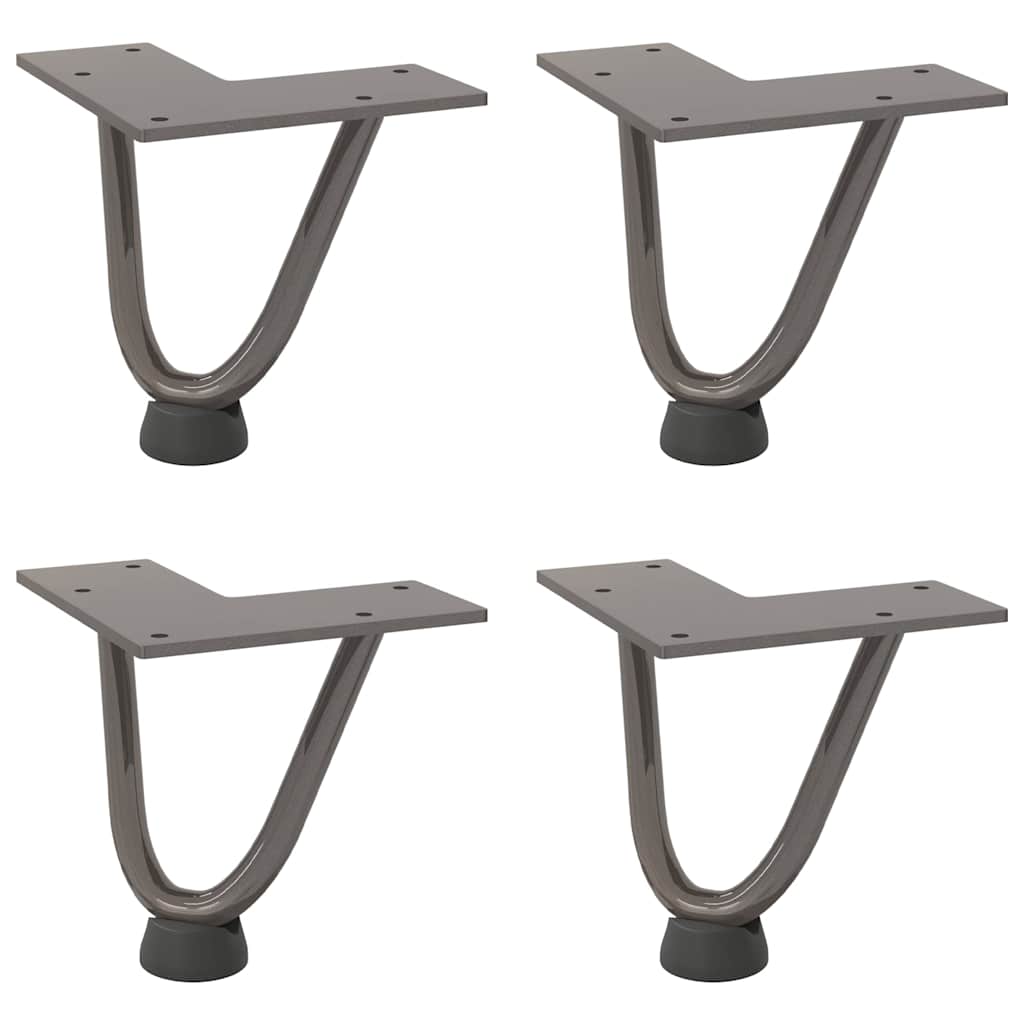 Gambe a forcina per tavolino 4 pz-Set di 4 Gamba per Tavolo in acciaio naturale 10 cm in acciaio massiccio 233000